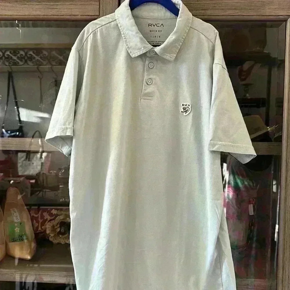 RVCA BOYS POLO SHIRT SOFT BLUE/Green - Picture 6 of 7